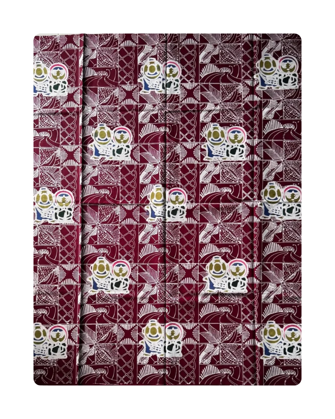 Kain batik marun motif Topeng Bekasi
